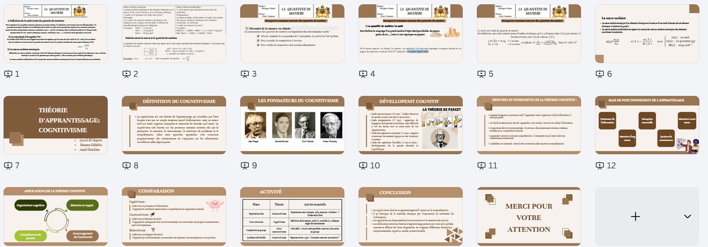 Quantité de matière & théories d'apprentissage — supports de cours